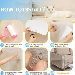 8pcs Cat Scratch Furniture Protector Set with 30 Pins