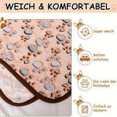 3pcs Soft and Warm Coral Fleece Pet Blankets with Paw Pattern