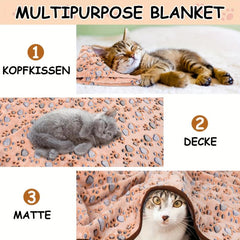 3pcs Soft and Warm Coral Fleece Pet Blankets with Paw Pattern