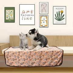 3pcs Soft and Warm Coral Fleece Pet Blankets with Paw Pattern