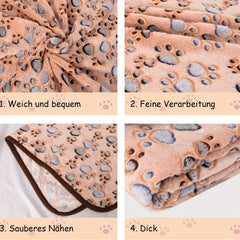 3pcs Soft and Warm Coral Fleece Pet Blankets with Paw Pattern