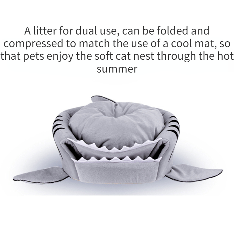 Shark-Shaped Pet Bed Cozy and Soft Cave for Cats and Dogs