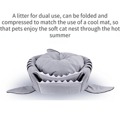 Shark-Shaped Pet Bed Cozy and Soft Cave for Cats and Dogs