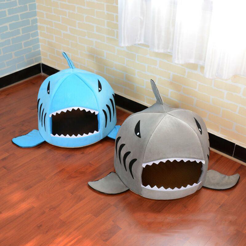 Shark-Shaped Pet Bed Cozy and Soft Cave for Cats and Dogs