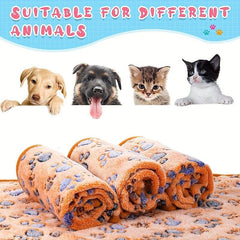 Soft Dog Blanket Coral Fleece Throw Paw Print Warm Fluffy Dog Cushion Mat