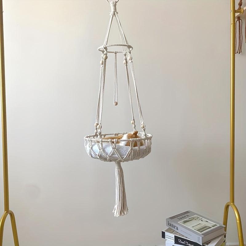 Cat Hammock Bed - Cozy Bohemian Woven Nest