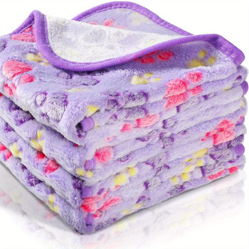 Dog Paw Footprint Pattern Coral Fleece Pet Blanket