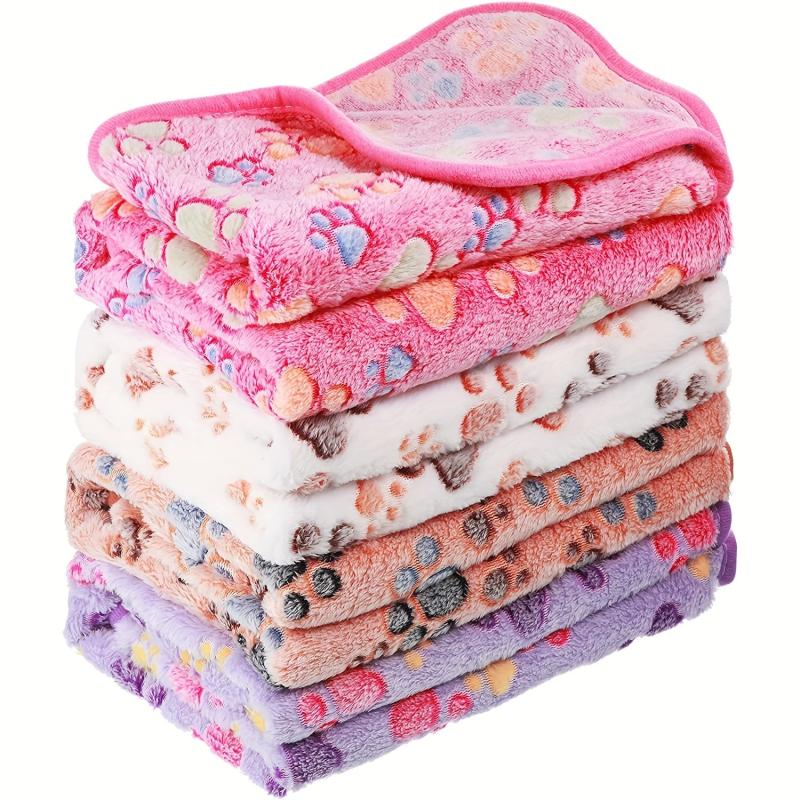 Dog Paw Footprint Pattern Coral Fleece Pet Blanket