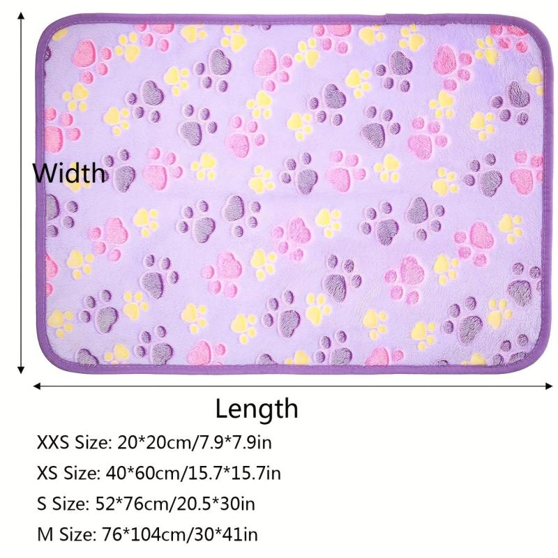 Dog Paw Footprint Pattern Coral Fleece Pet Blanket
