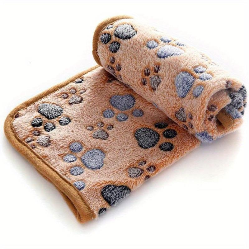Dog Paw Footprint Pattern Coral Fleece Pet Blanket