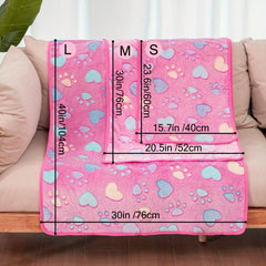 Pet Blanket with Printed Patterns Soft Warm Sleep Mat Fluffy Fleece Paw Print