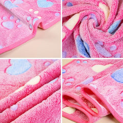Pet Blanket with Printed Patterns Soft Warm Sleep Mat Fluffy Fleece Paw Print