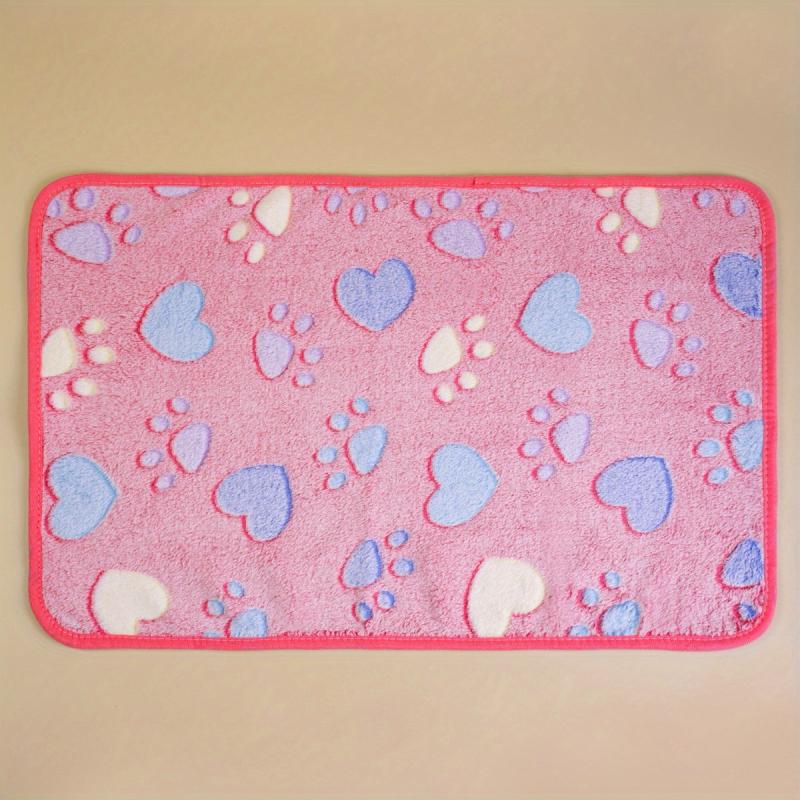 Pet Blanket with Printed Patterns Soft Warm Sleep Mat Fluffy Fleece Paw Print