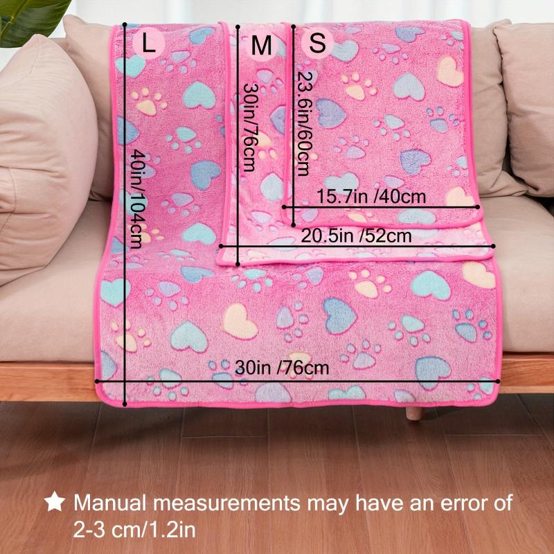 Pet Blanket with Printed Patterns Soft Warm Sleep Mat Fluffy Fleece Paw Print