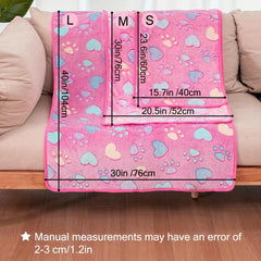 Pet Blanket with Printed Patterns Soft Warm Sleep Mat Fluffy Fleece Paw Print
