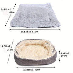 Foldable Plush Cat Nest 2 In 1 Convertible Soft Cat Sleeping Blanket Mat