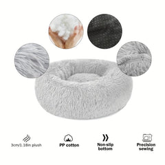 Round Warm Soft Dog Nest Calming Donut Cuddler Bed