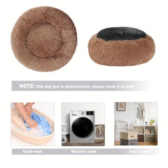 Round Warm Soft Dog Nest Calming Donut Cuddler Bed