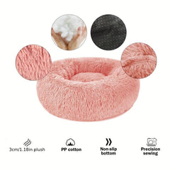Round Warm Soft Dog Nest Calming Donut Cuddler Bed