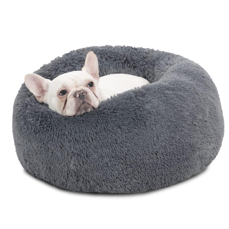 Round Warm Soft Dog Nest Calming Donut Cuddler Bed