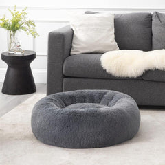 Round Warm Soft Dog Nest Calming Donut Cuddler Bed