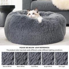 Round Warm Soft Dog Nest Calming Donut Cuddler Bed