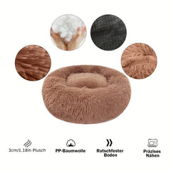 Round Warm Soft Dog Nest Calming Donut Cuddler Bed