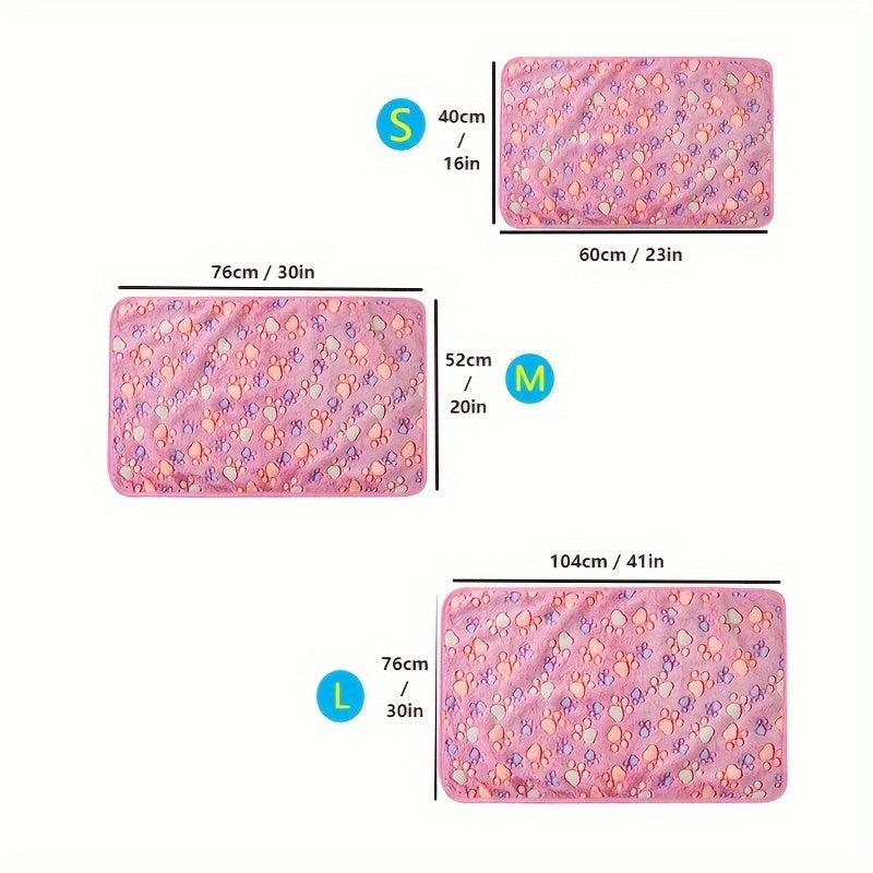 Soft Pet Mat Winter Warm Dog Blanket Paw Print Blanket