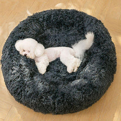 Cozy Donut Cat & Dog Bed Deep Sleep Washable Pet Bed Warm Plush Dog Nest