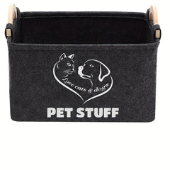 Felt Pet Baskets Cat & Dog Toy Basket With Wooden Handle