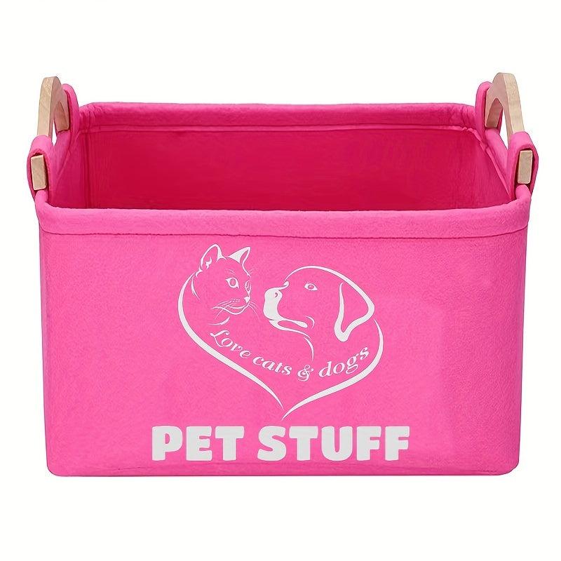 Felt Pet Baskets Cat & Dog Toy Basket With Wooden Handle