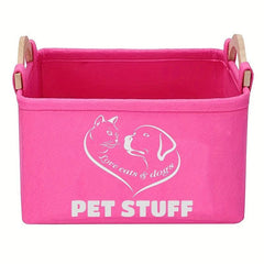 Felt Pet Baskets Cat & Dog Toy Basket With Wooden Handle