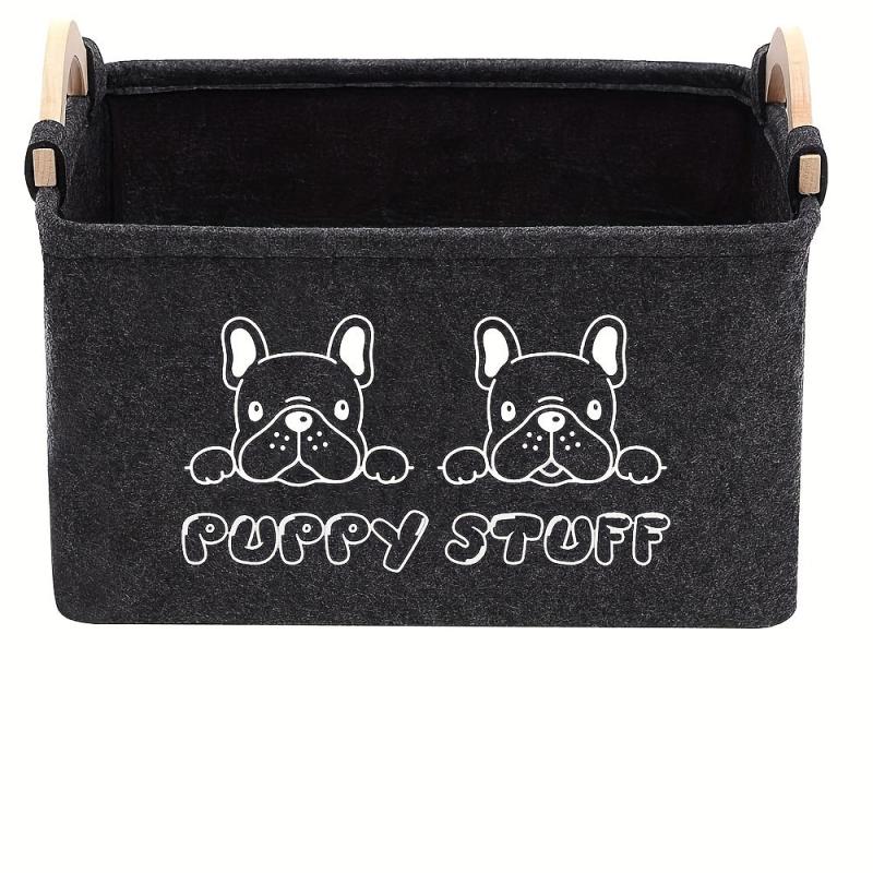 Felt Pet Baskets Cat & Dog Toy Basket With Wooden Handle