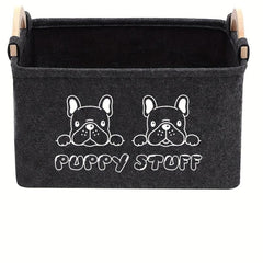 Felt Pet Baskets Cat & Dog Toy Basket With Wooden Handle
