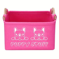 Felt Pet Baskets Cat & Dog Toy Basket With Wooden Handle