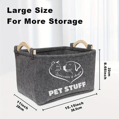Felt Pet Baskets Cat & Dog Toy Basket With Wooden Handle