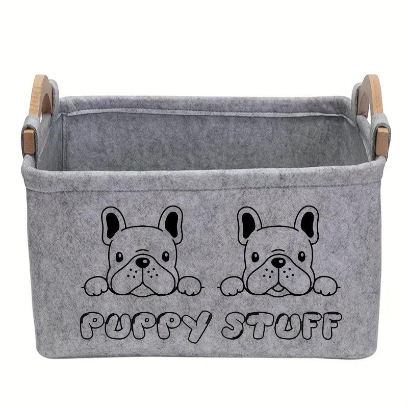 Felt Pet Baskets Cat & Dog Toy Basket With Wooden Handle