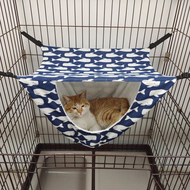 Double Layer Cat Cage Hammock Cozy Pet Hanging Bed
