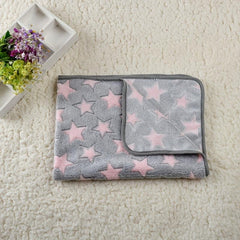 Coral Fleece Dog Blanket with Star Pattern