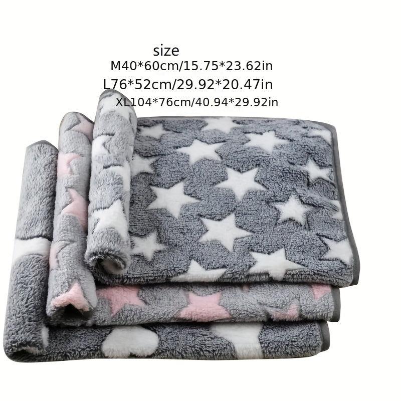 Coral Fleece Dog Blanket with Star Pattern