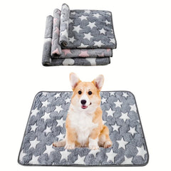 Coral Fleece Dog Blanket with Star Pattern