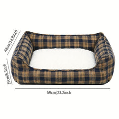 Classic Plaid Style Pet Bed Cat Bed With Non slip Bottom