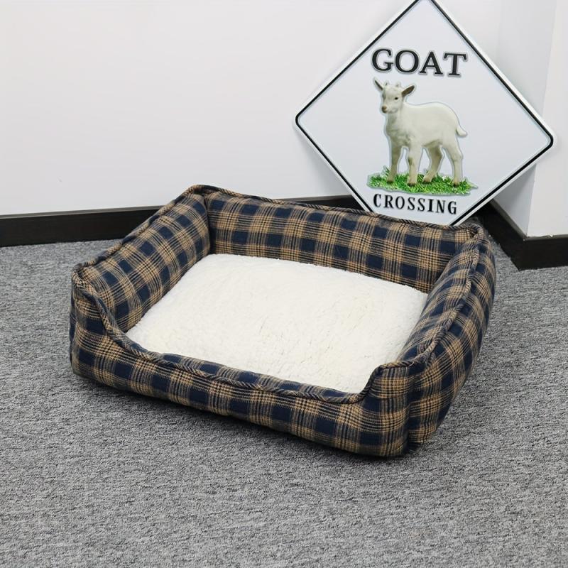 Classic Plaid Style Pet Bed Cat Bed With Non slip Bottom