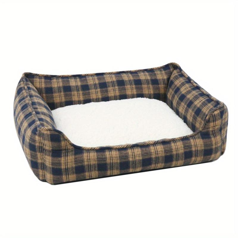 Classic Plaid Style Pet Bed Cat Bed With Non slip Bottom