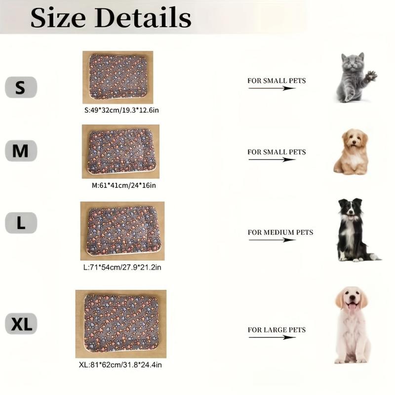 Cartoon Paw Print Pet Mat for Calming Dogs and Cats