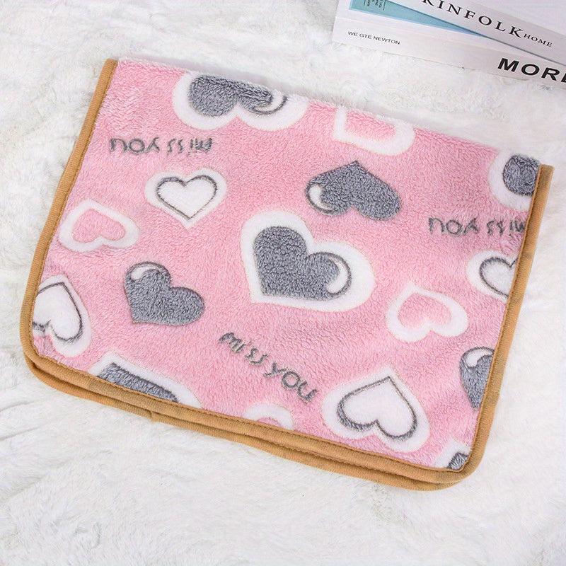 Breathable Pet Blanket Cartoon Grey Love Print Pattern