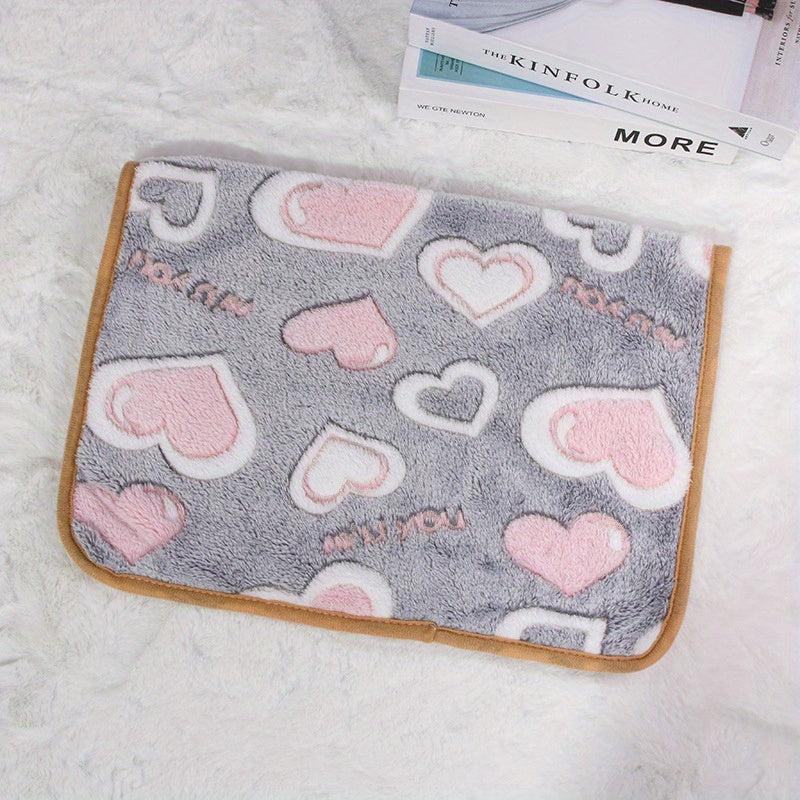 Breathable Pet Blanket Cartoon Grey Love Print Pattern