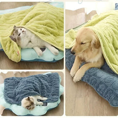 Soft Dog Blanket Rabbit Pattern Flannel Throw For Dog Cat