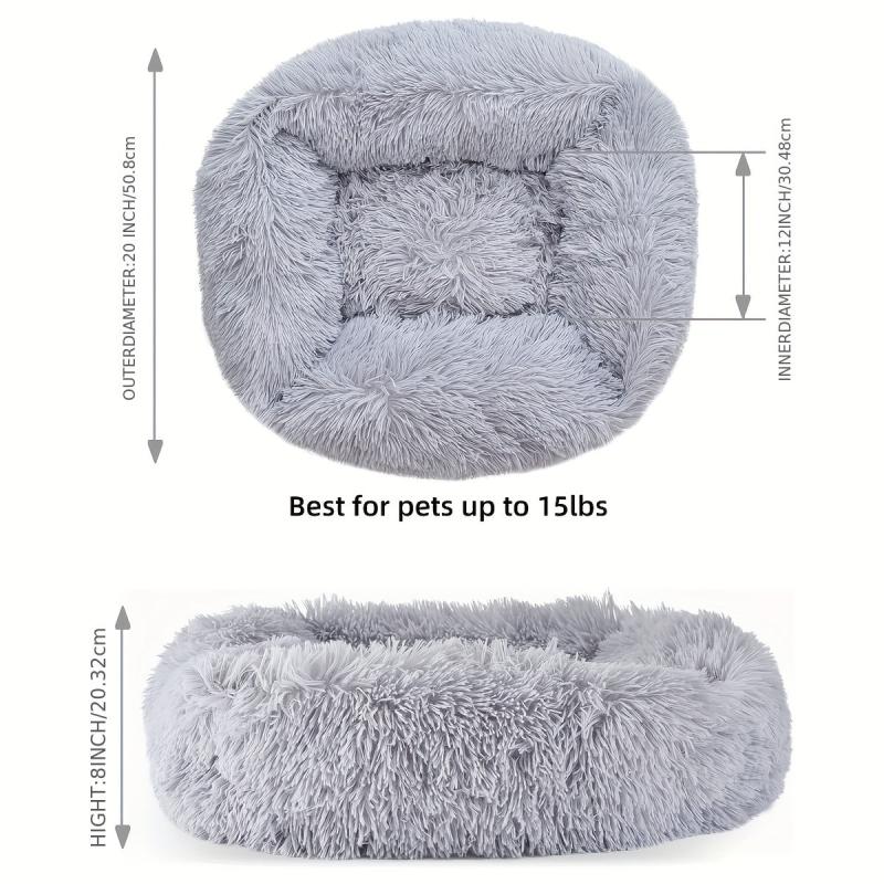 Soft Plush Cat Bed Calming Self Warming Washable Pet Bed