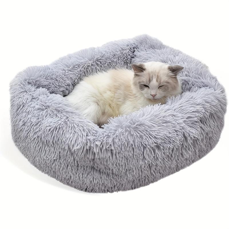 Soft Plush Cat Bed Calming Self Warming Washable Pet Bed